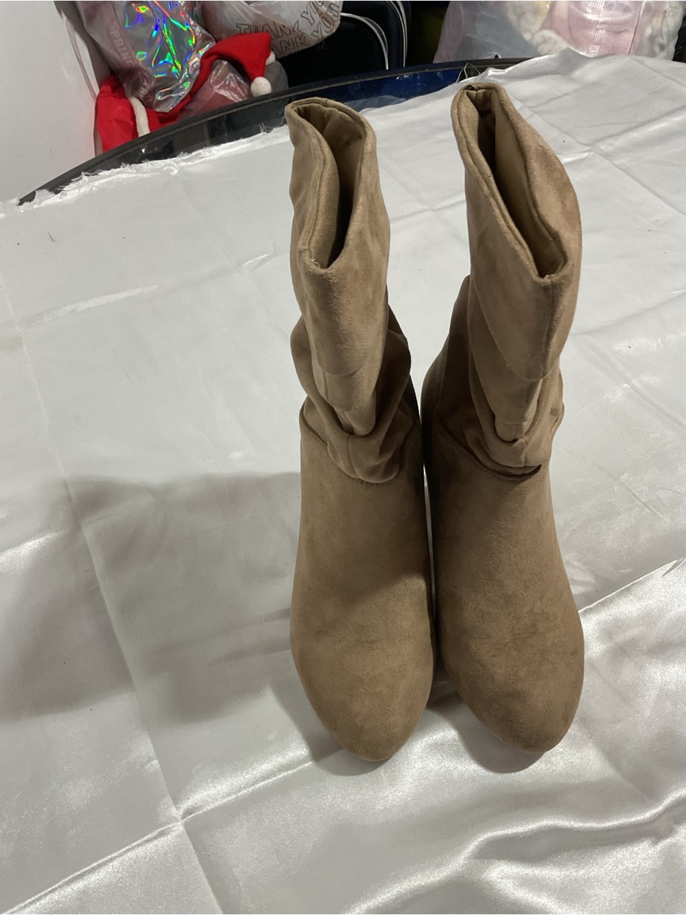 Tan Suede Mid-Calf Women's Boots